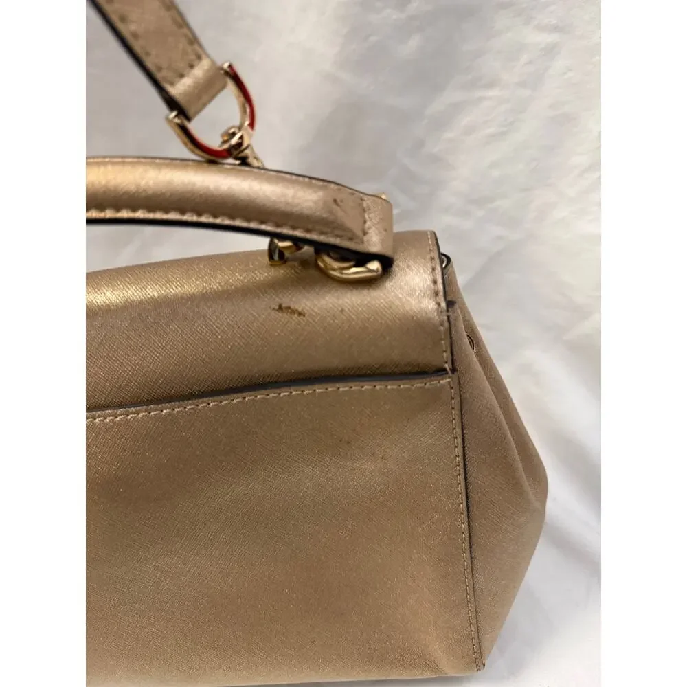 Michael Kors Ava Top Handle Satchel Crossbody Purse GS Gold Metallic